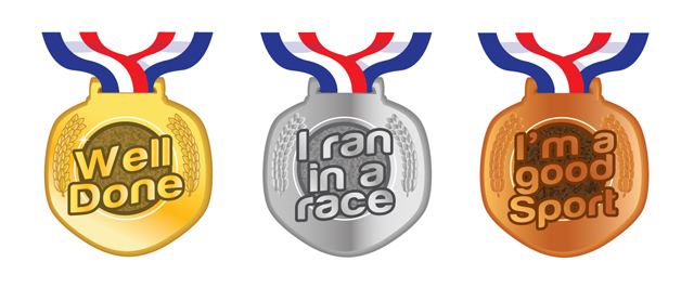 Sports sticker triple pack 'Well done' etc.