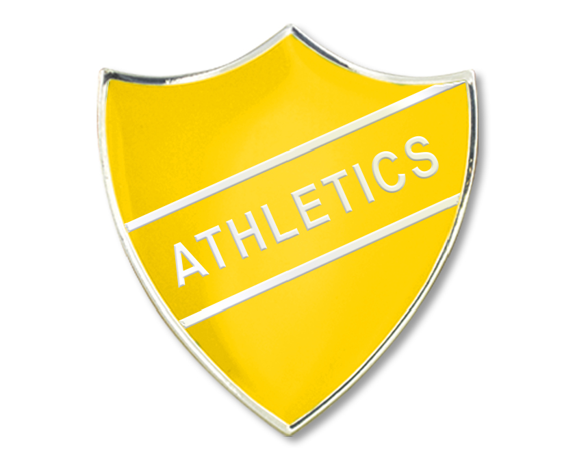 ATHLETICS badge in yellow (pack of 5)