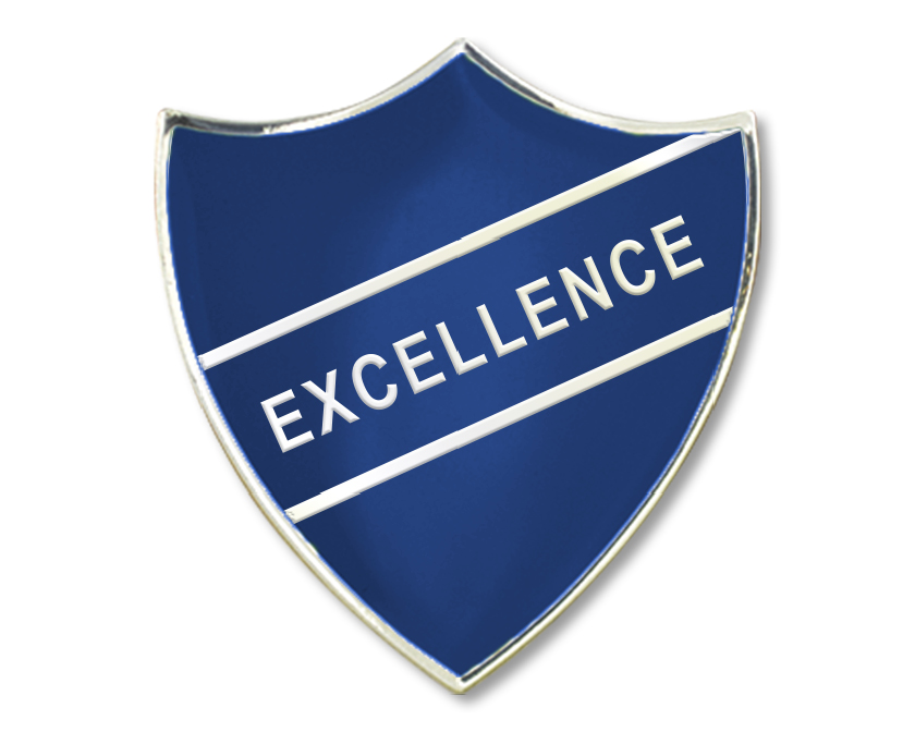 EXCELLENCE badge in blue (pack of 5)