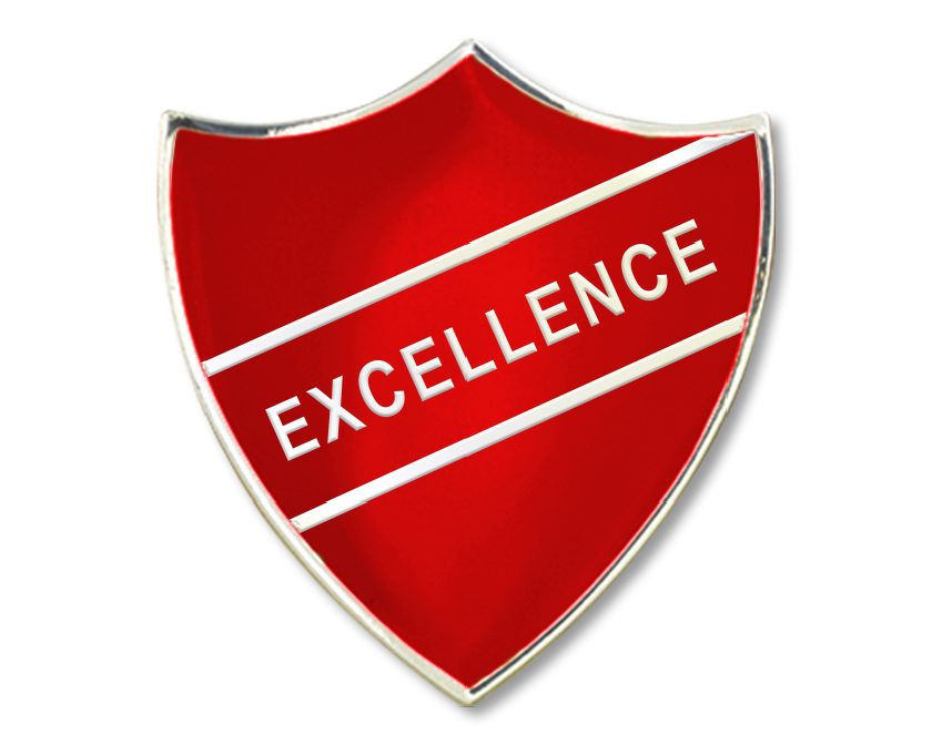 EXCELLENCE badge in red (pack of 5)
