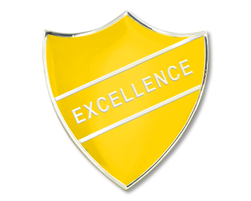EXCELLENCE badge in yellow (pack of 5)