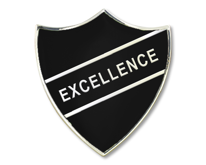 EXCELLENCE badge in black (pack of 5)