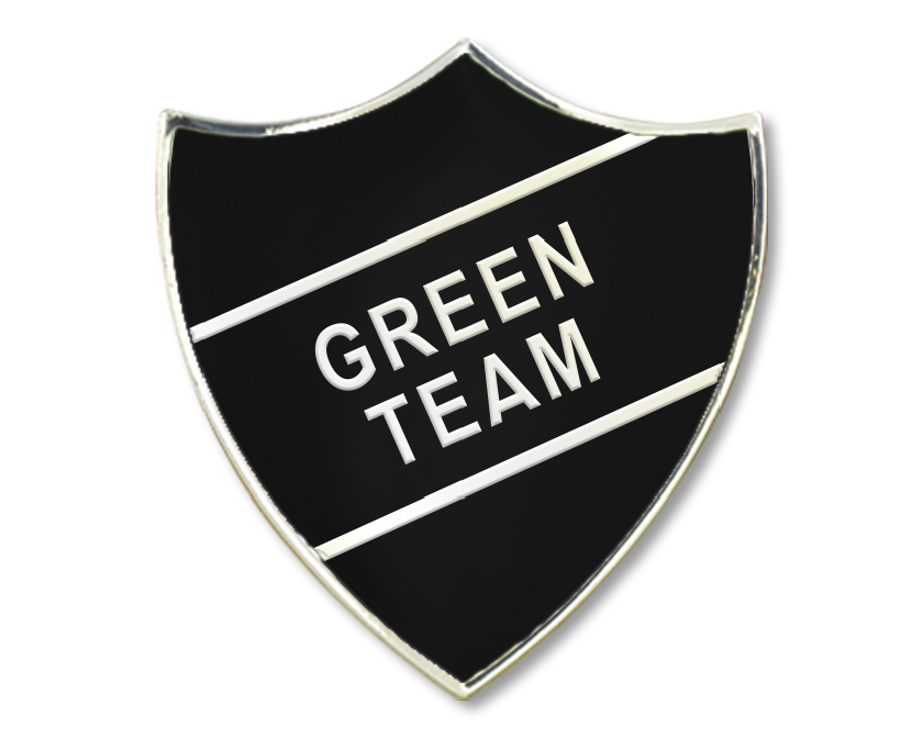 GREEN TEAM badge in black (pack of 5)