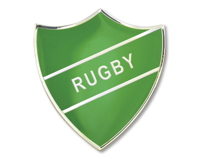 RUGBY badge in green (pack of 5)