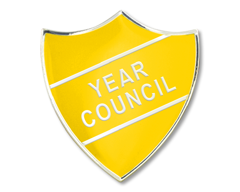 YEAR COUNCIL badge in yellow (pack of 5)
