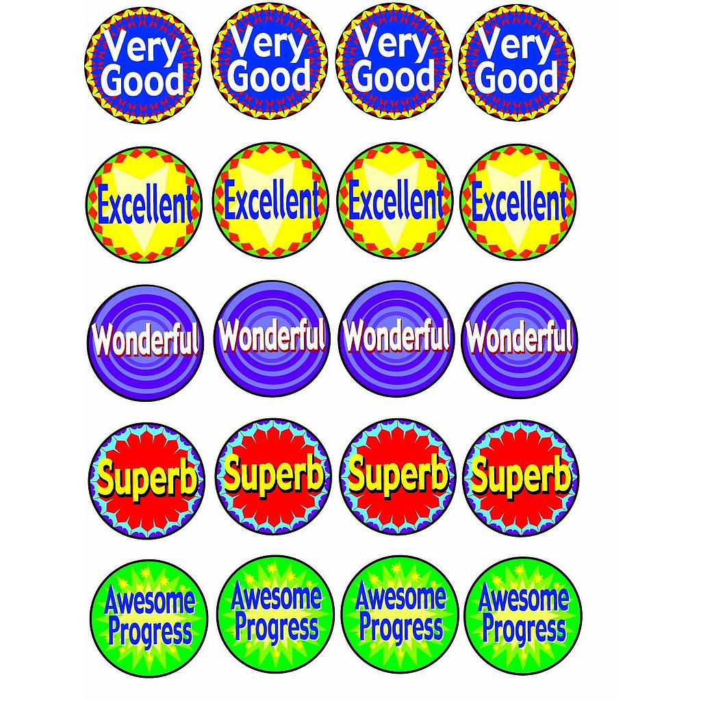 Classpack 9 sticker 'Wonderful' etc.