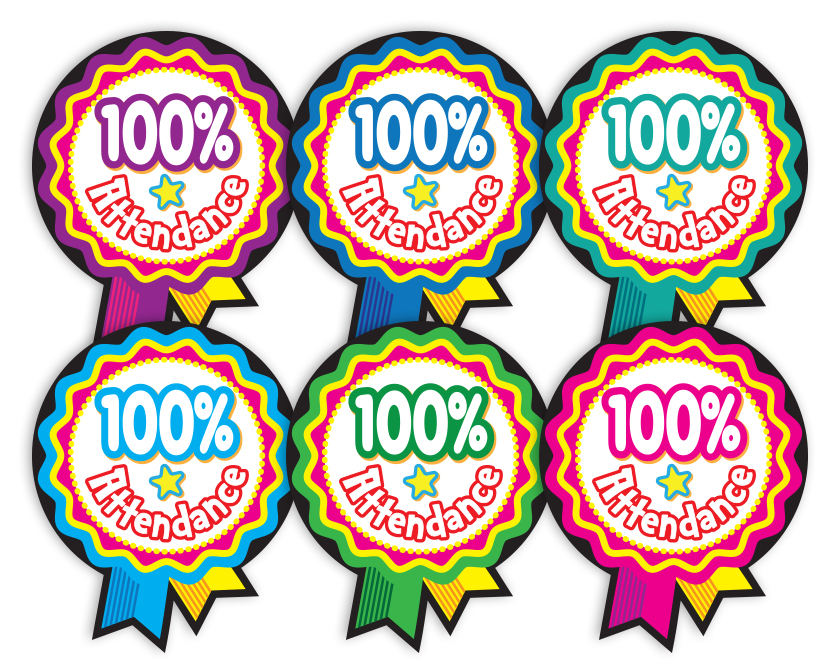 100% Attendance Rosette Stickers