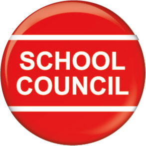 School Council red button badge