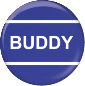 Buddy blue button badge