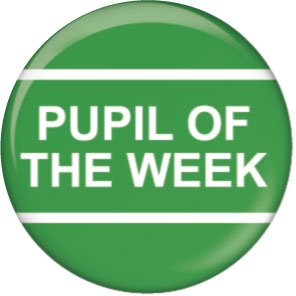 Pupil of the Week green button badge