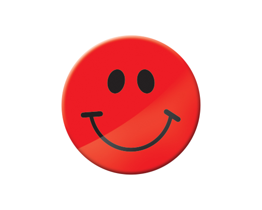Smiling Face red Button Badge