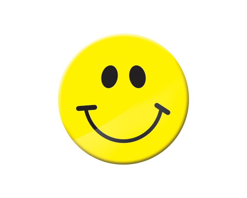 Smiling Face yellow Button Badge