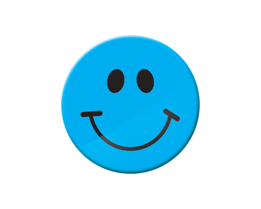 Smiling Face blue Button Badge