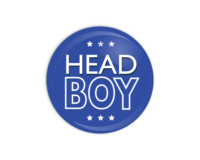 Head Boy blue Button Badge