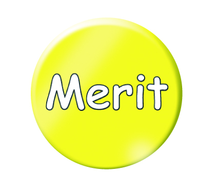 Yellow merit button badges
