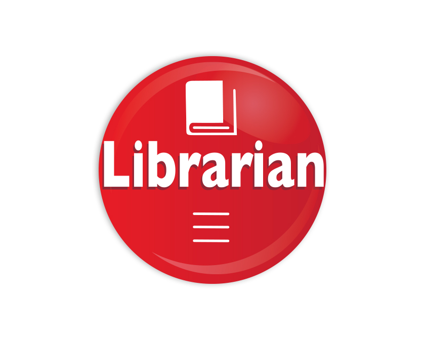 Librarian red Button Badge