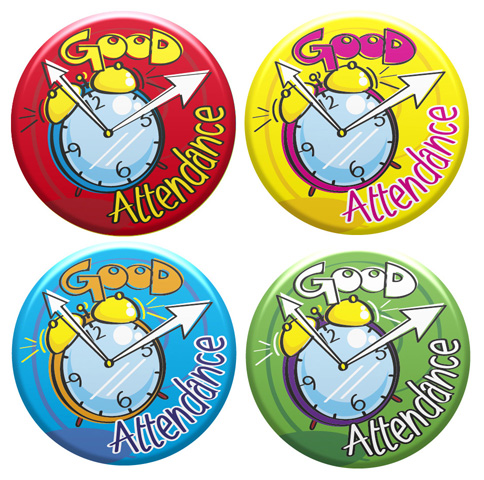 Good Attendance Button Badge mixed colours