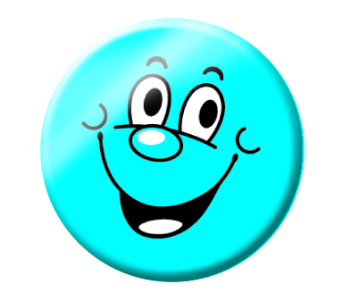 Blue smiling face button badge