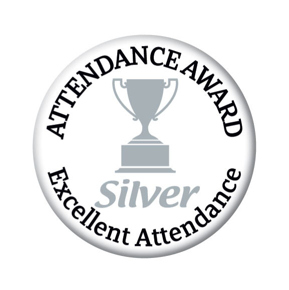 Excellent Attendance Button Badge - silver