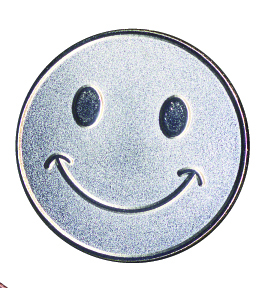 SMILEY FACE enamel badge (pack of 5) - Silver